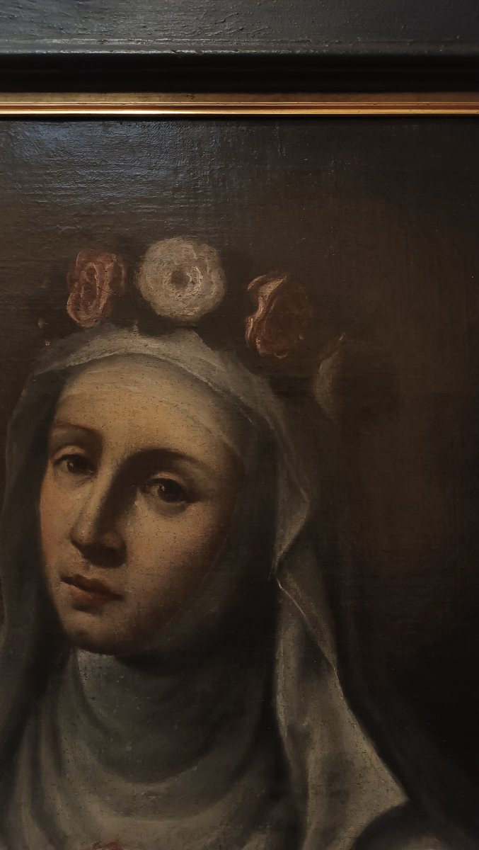 Late 17th Century Painting Of Saint Rose-photo-1
