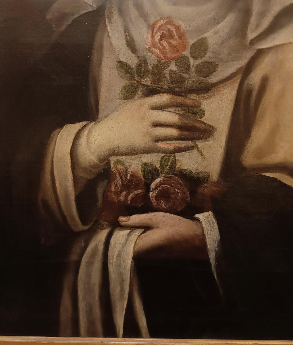 Late 17th Century Painting Of Saint Rose-photo-2