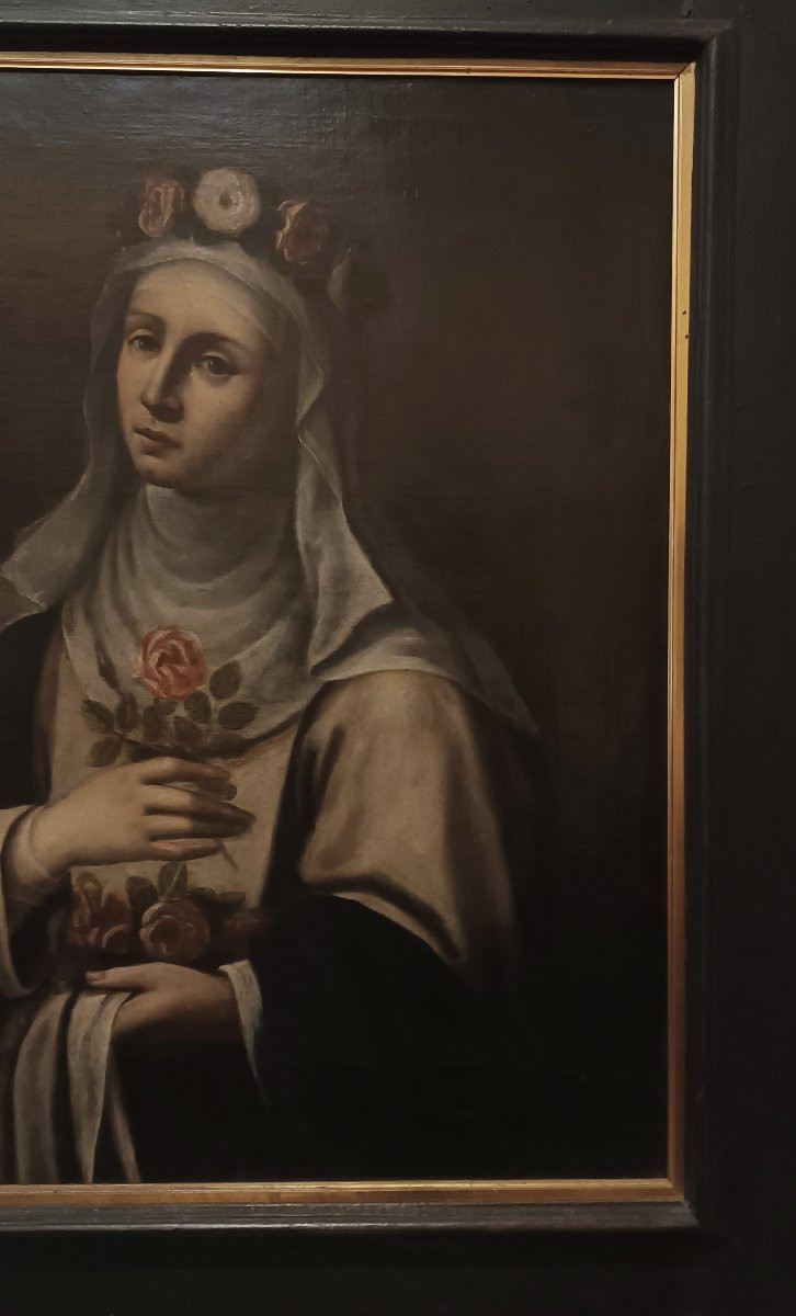 Late 17th Century Painting Of Saint Rose-photo-3