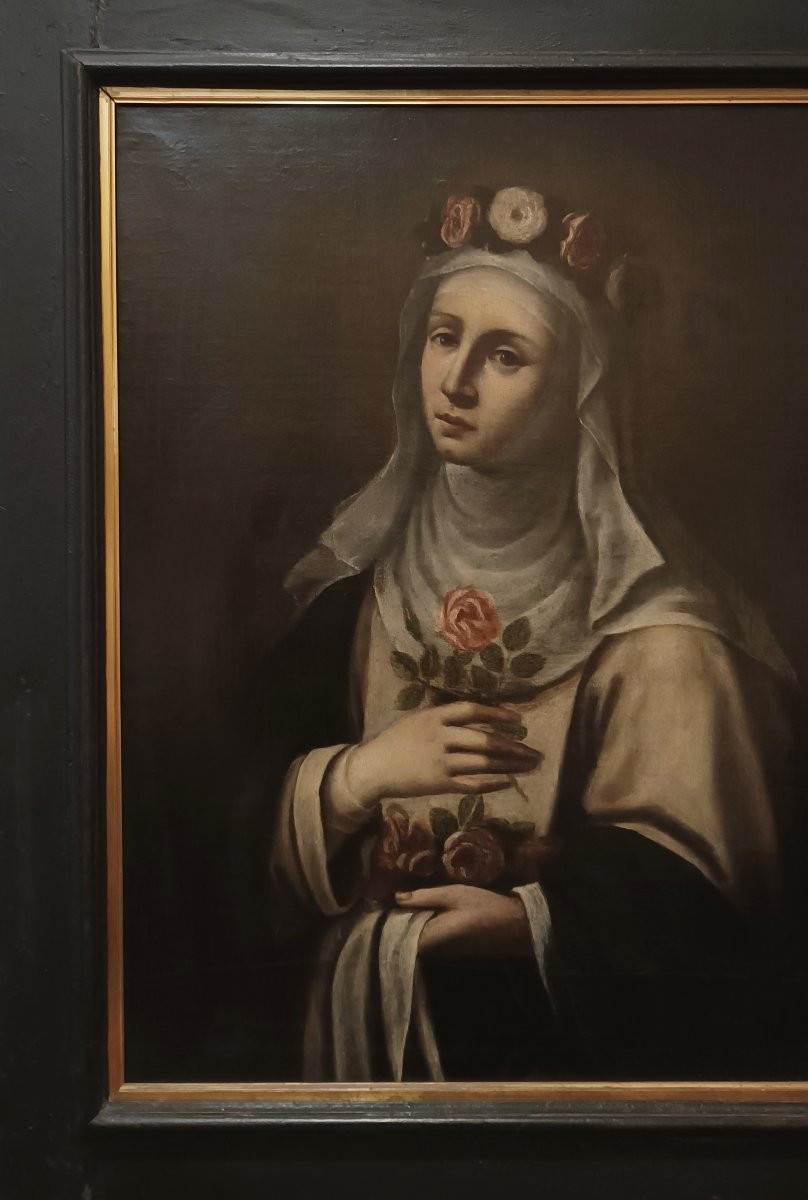 Late 17th Century Painting Of Saint Rose-photo-4