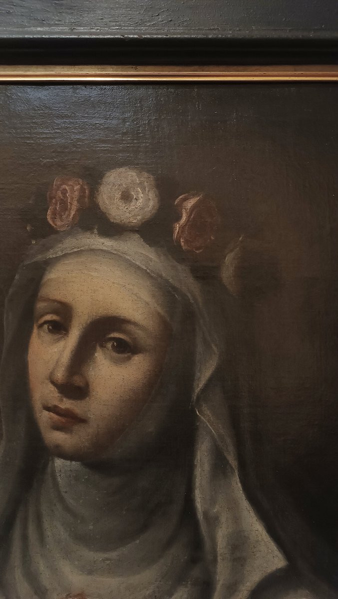 Late 17th Century Painting Of Saint Rose-photo-5