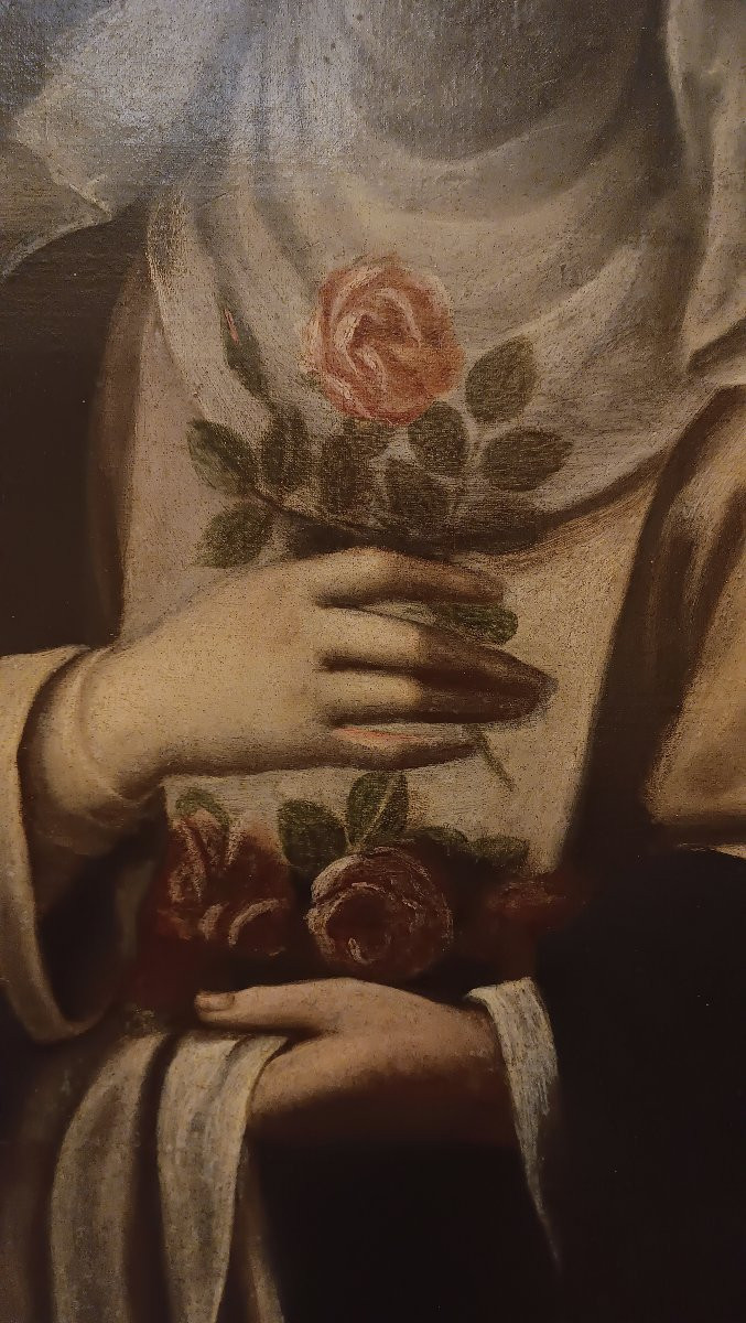 Late 17th Century Painting Of Saint Rose-photo-6