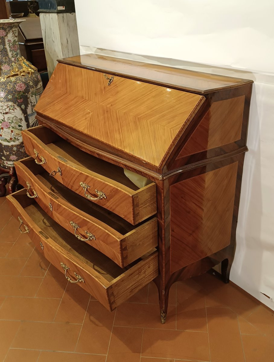 COMMODE À TIROIRS RABATTABLE PLAQUÉE FIN DU 19ème SIÈCLE -photo-4