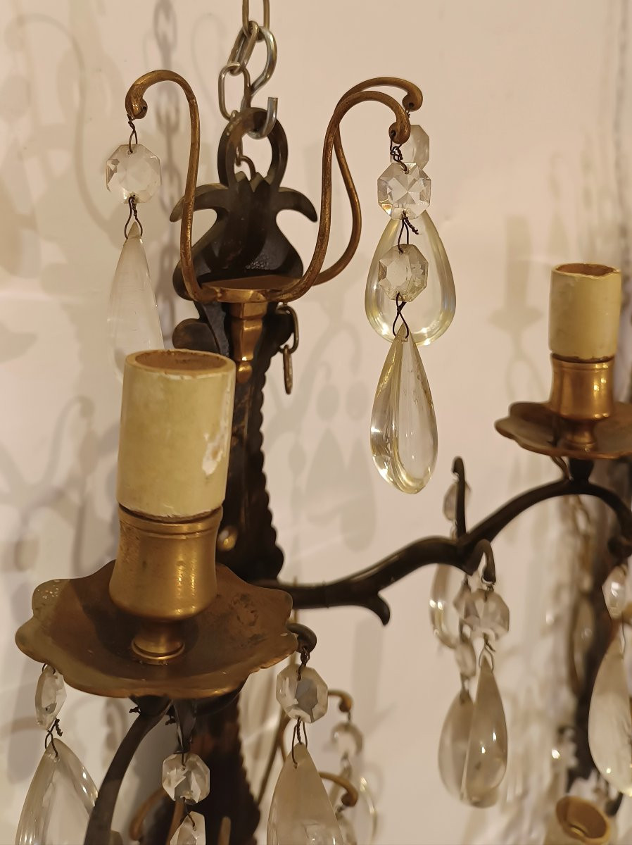 PAIRE D'APPLIQUES EN BRONZE ET CRISTAL DÉBUT DU 20ème SIÈCLE-photo-5