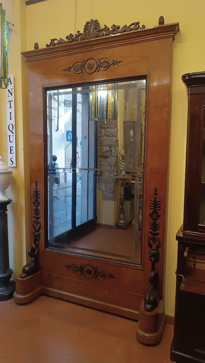 GRAND MIROIR BIEDERMEIER SECONDE MOITIÉ DU 19ème SIÈCLE