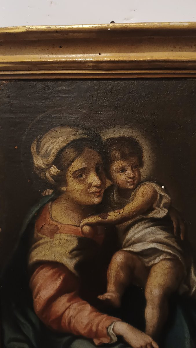 TABLEAU DE LA VIERGE À L'ENFANT DÉBUT DU 18ème SIÈCLE-photo-3