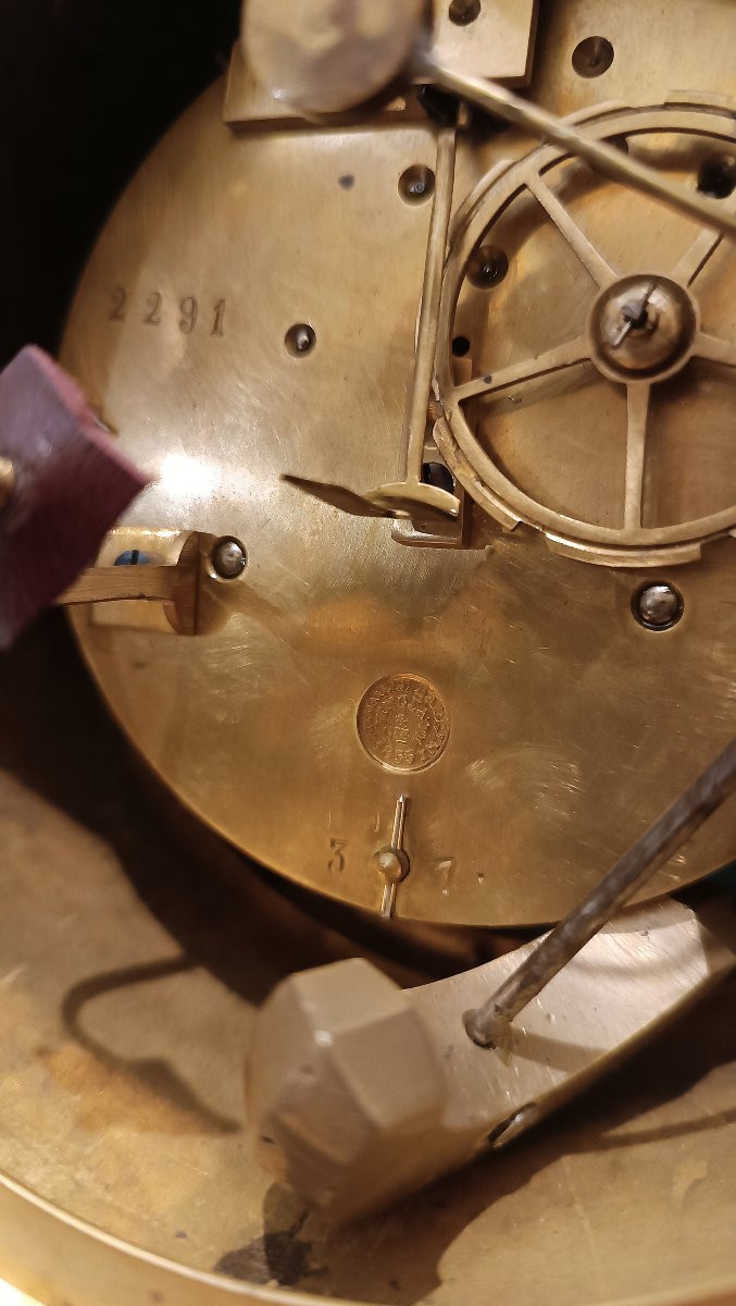 Mid-19th Century White Marble And Rhinestone Lyre Clock-photo-1