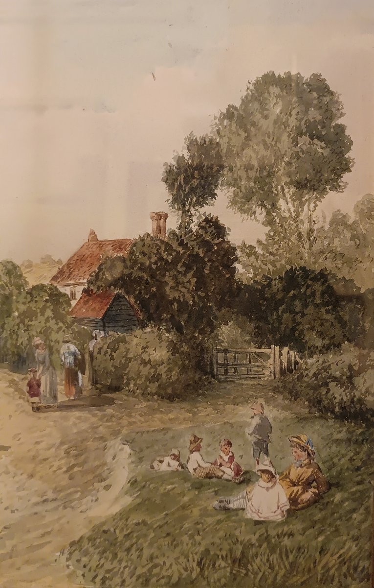 Second Half Of The 19th Century Watercolor With A View Of Essex-photo-3