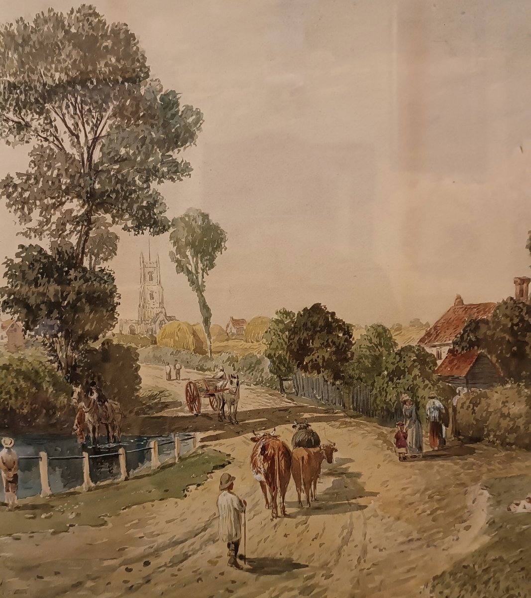 Second Half Of The 19th Century Watercolor With A View Of Essex-photo-4