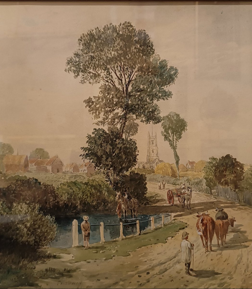 Second Half Of The 19th Century Watercolor With A View Of Essex-photo-4