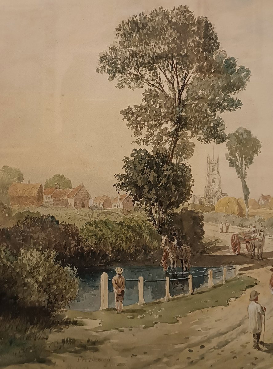 Second Half Of The 19th Century Watercolor With A View Of Essex-photo-5