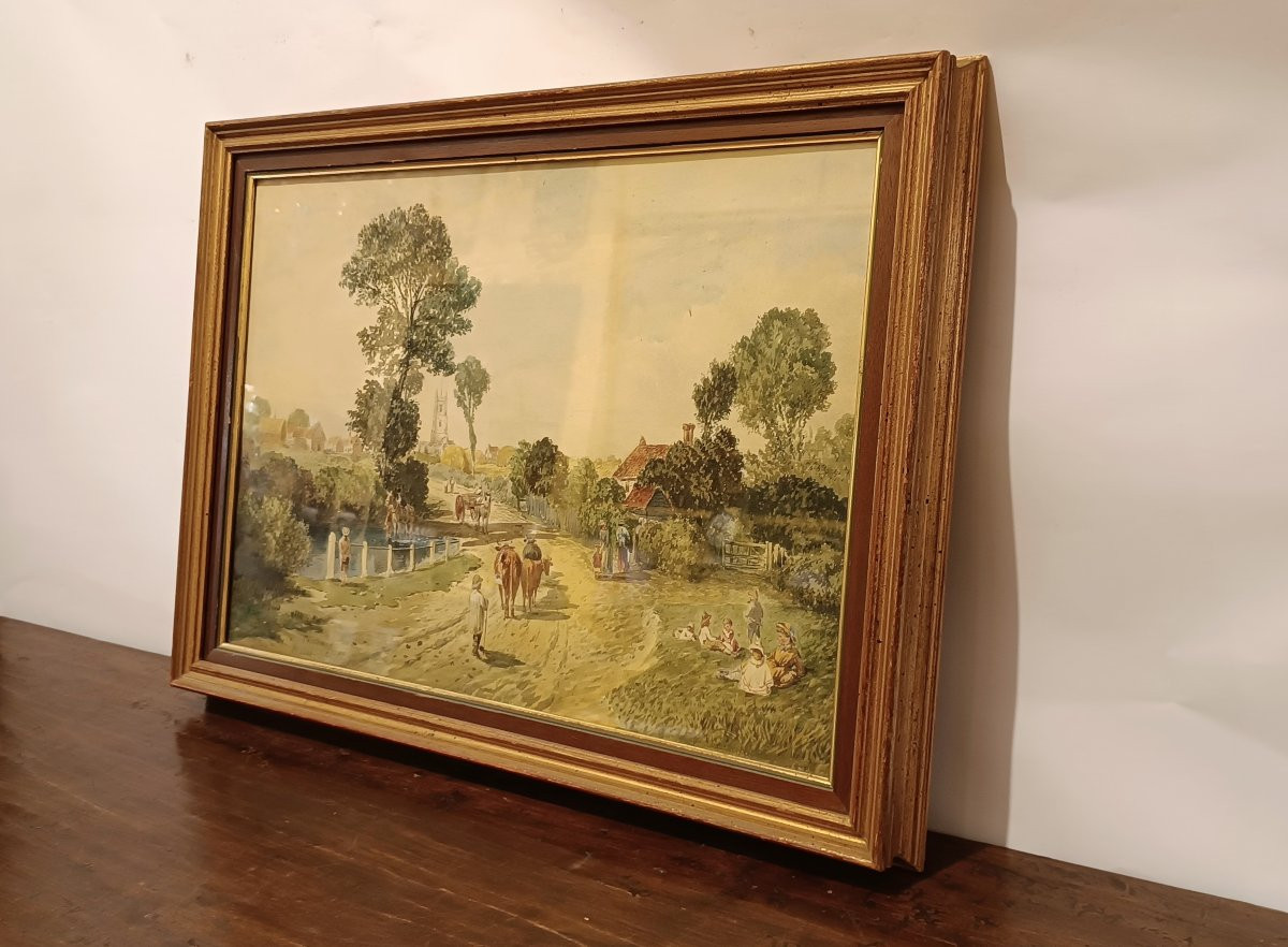 Second Half Of The 19th Century Watercolor With A View Of Essex-photo-8