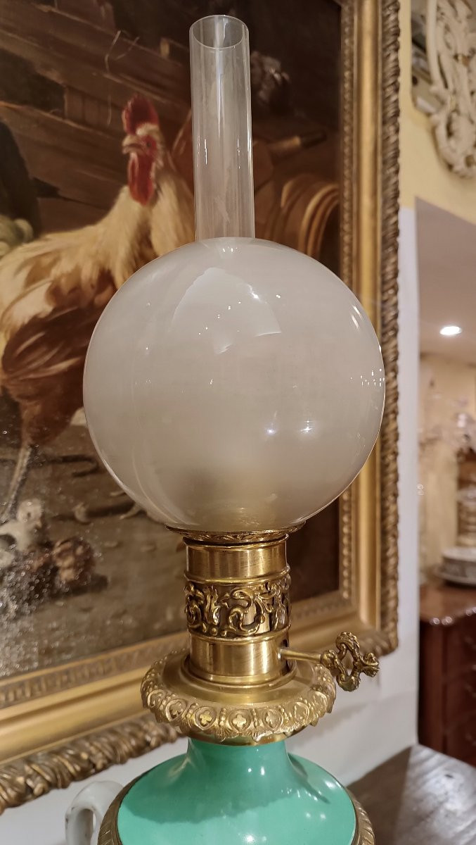 First Half Of The 19th Century Green Porcelain Lamp-photo-2