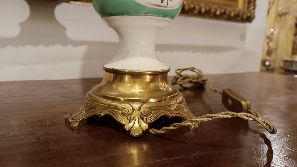 First Half Of The 19th Century Green Porcelain Lamp-photo-4