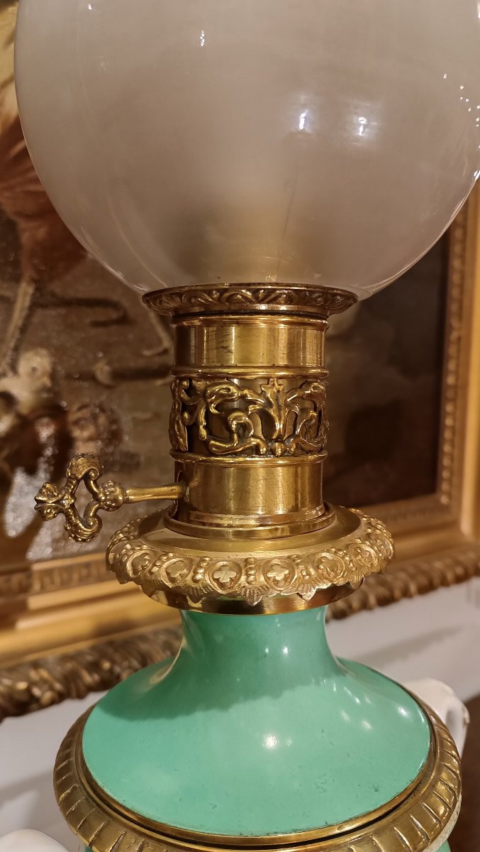 First Half Of The 19th Century Green Porcelain Lamp-photo-6