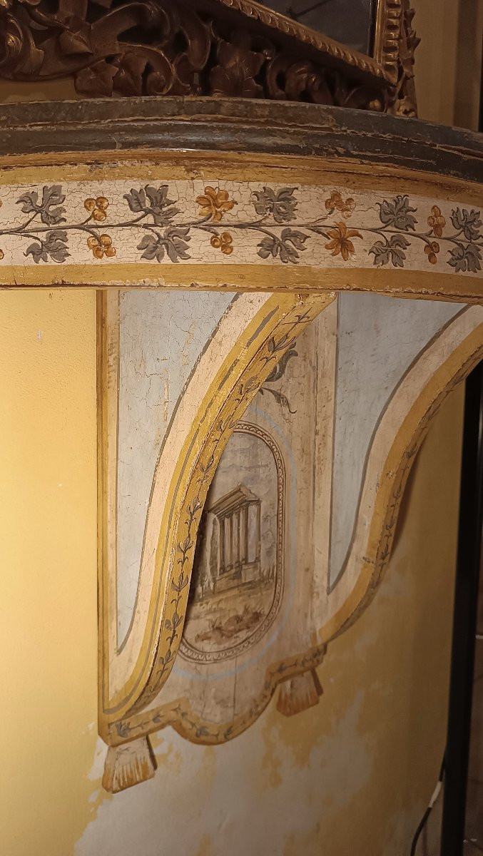 PETITE CONSOLE MURALE LAQUÉE ET PEINTE MILIEU DU 19ème SIÈCLE-photo-3