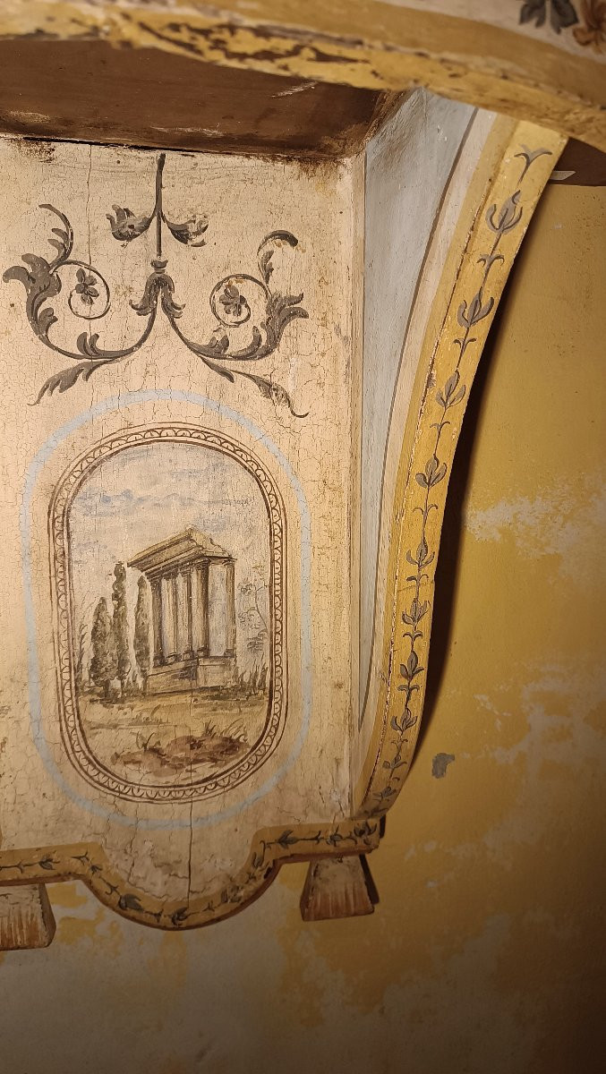 PETITE CONSOLE MURALE LAQUÉE ET PEINTE MILIEU DU 19ème SIÈCLE-photo-4