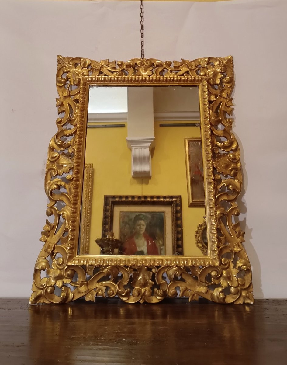 MIROIR EN BOIS DORÉ PREMIÈRE MOITIÉ DU 19ème SIÈCLE-photo-5