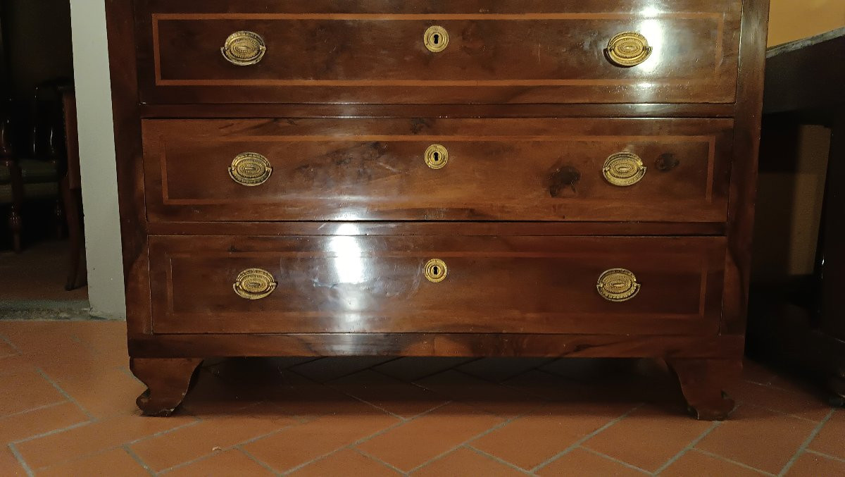 COMMODE EN PLACAGE ET MARQUETTES DÉBUT 19ème SIÈCLE-photo-3