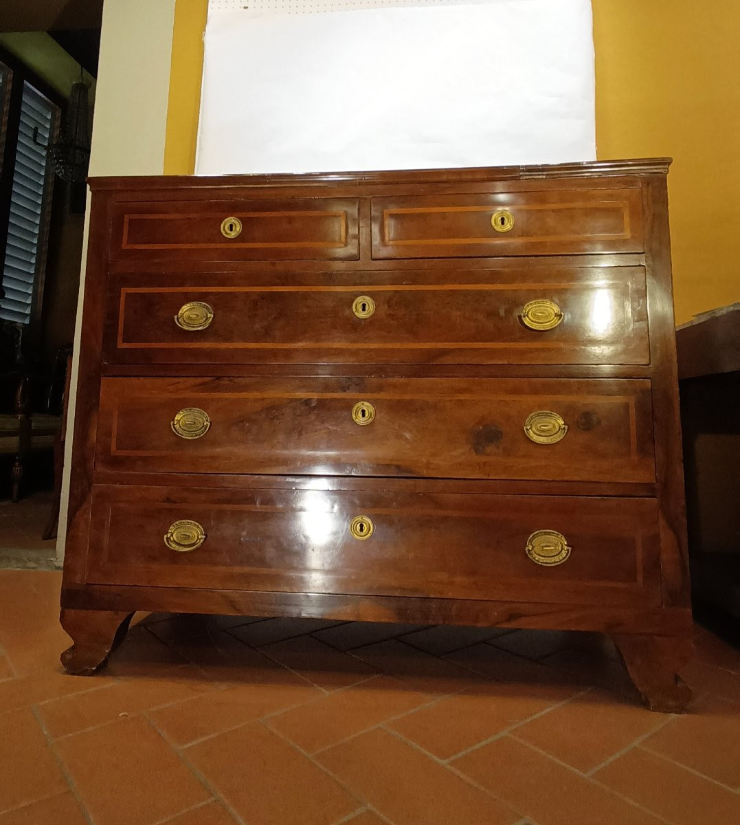 COMMODE EN PLACAGE ET MARQUETTES DÉBUT 19ème SIÈCLE-photo-4