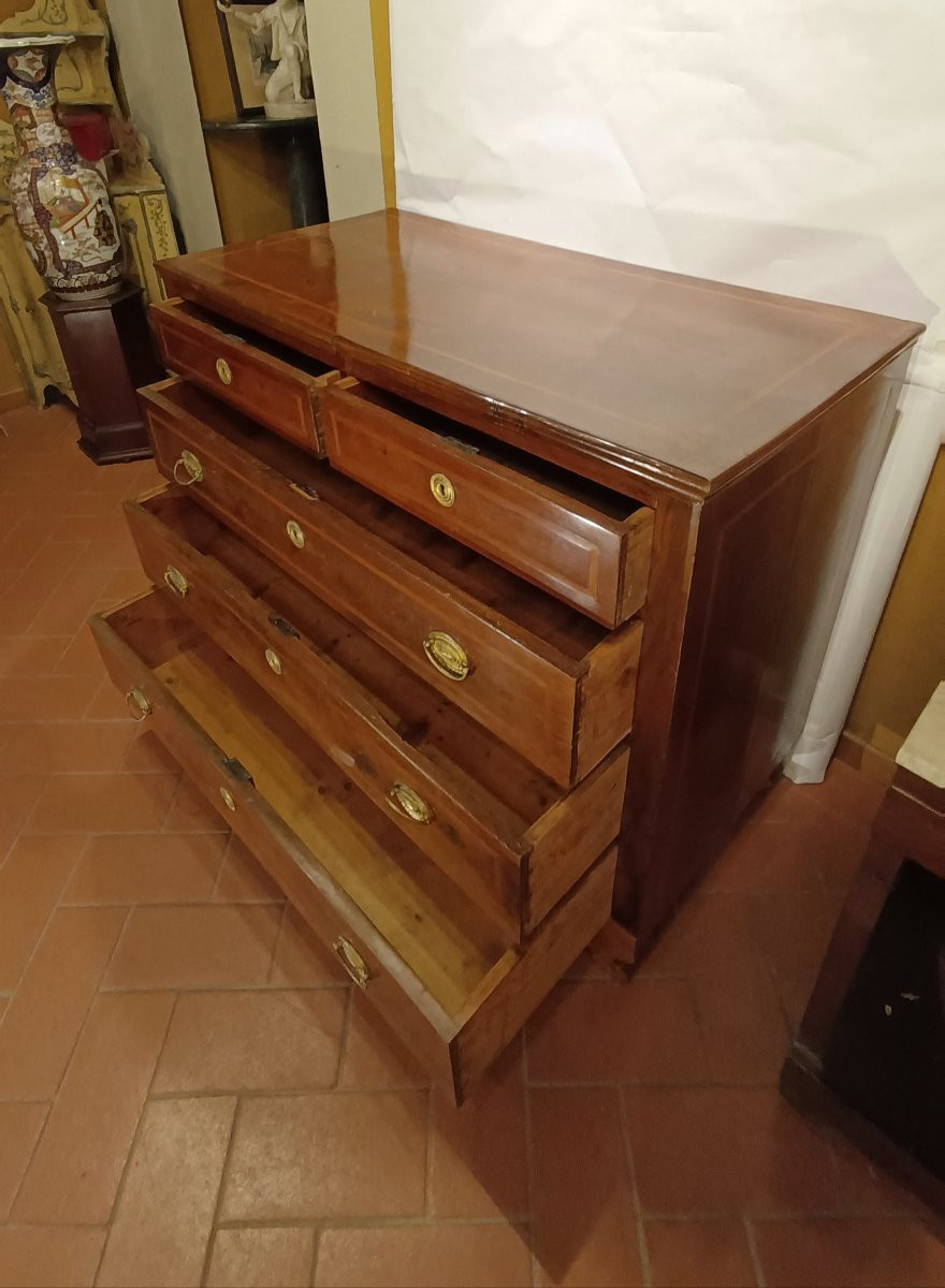 COMMODE EN PLACAGE ET MARQUETTES DÉBUT 19ème SIÈCLE-photo-2