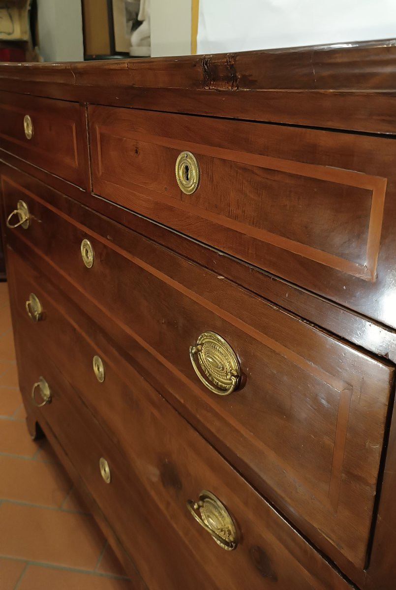 COMMODE EN PLACAGE ET MARQUETTES DÉBUT 19ème SIÈCLE-photo-4