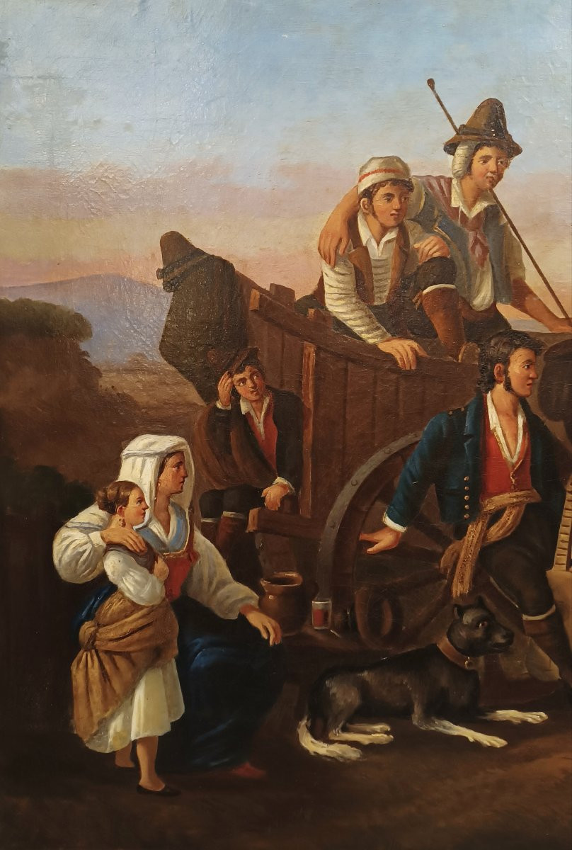 TABLEAU DE SCÈNE DE GENRE MILIEU DU 19ème SIÈCLE-photo-3