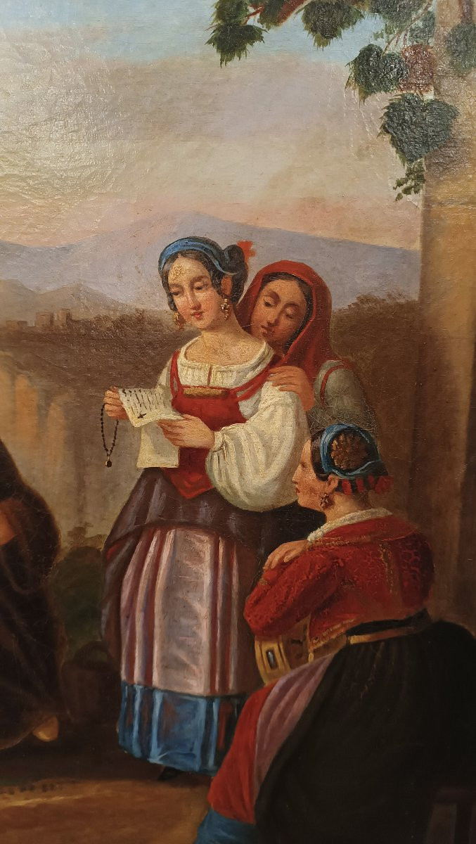 TABLEAU DE SCÈNE DE GENRE MILIEU DU 19ème SIÈCLE-photo-3