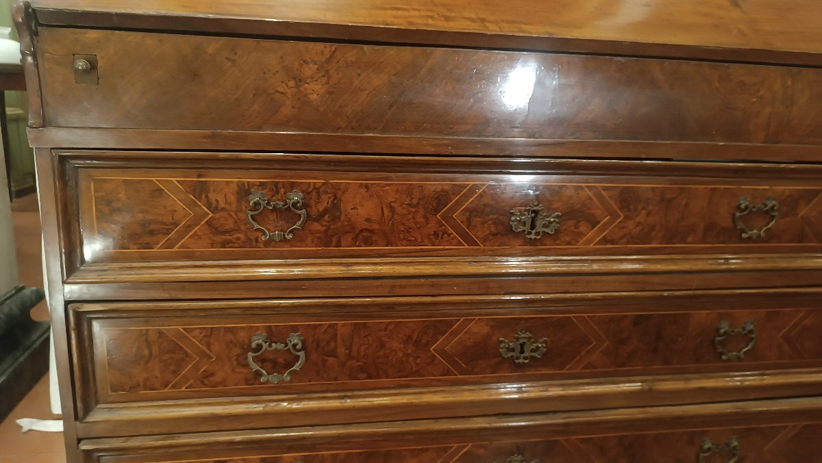 COMMODE À ABATTANT EN NOYER MARQUETÉ FIN 17ème SIÈCLE-photo-8