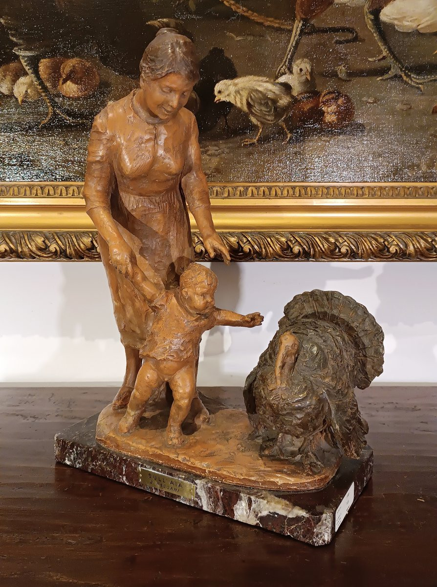 Terracotta Sculpture "on The Farming Hay" By Passani 1930s-photo-2