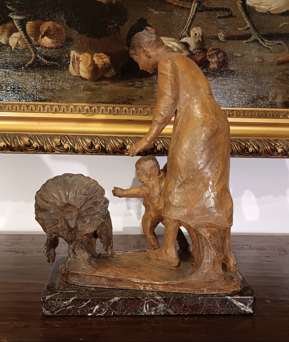 Terracotta Sculpture "on The Farming Hay" By Passani 1930s-photo-3