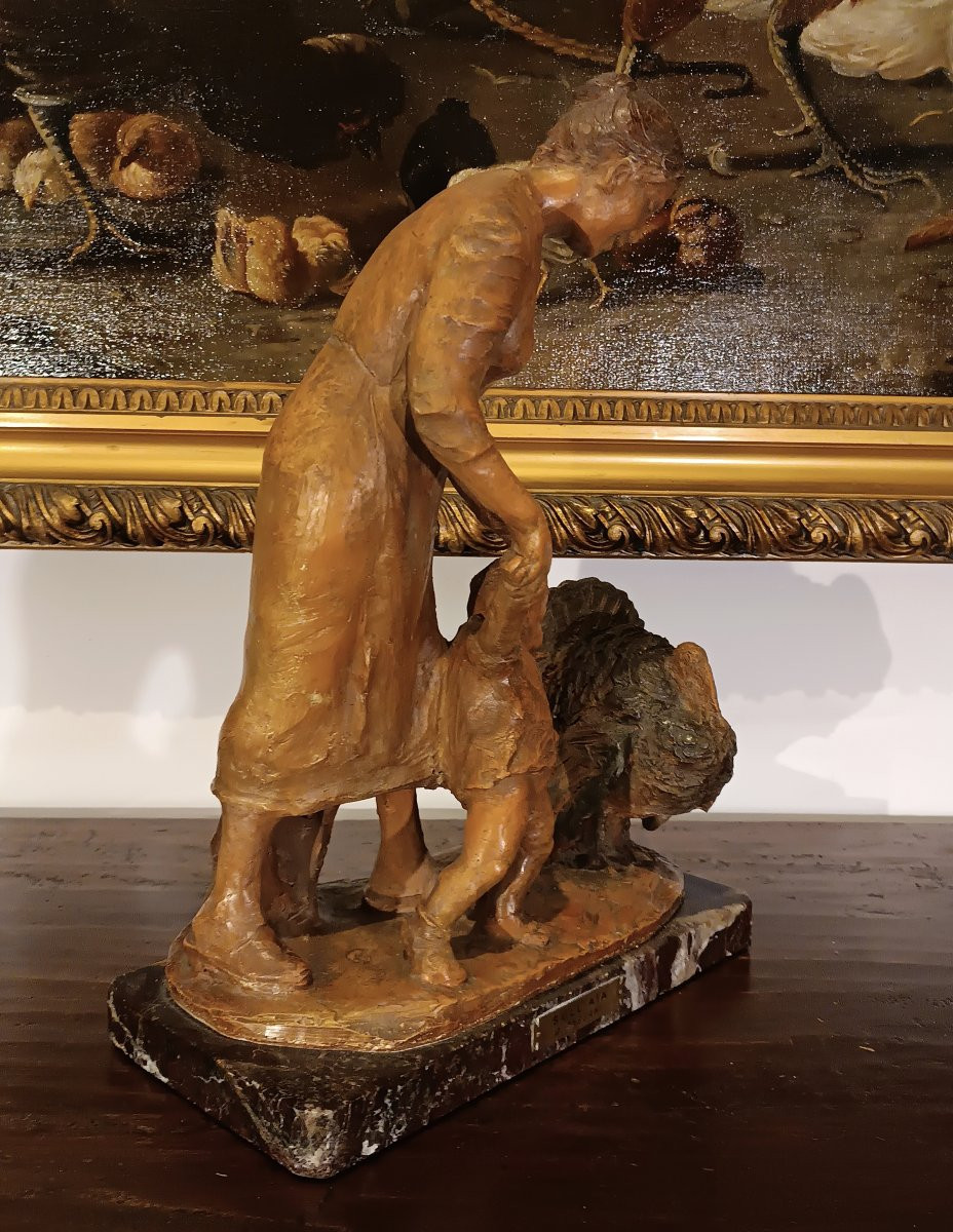 Terracotta Sculpture "on The Farming Hay" By Passani 1930s-photo-4