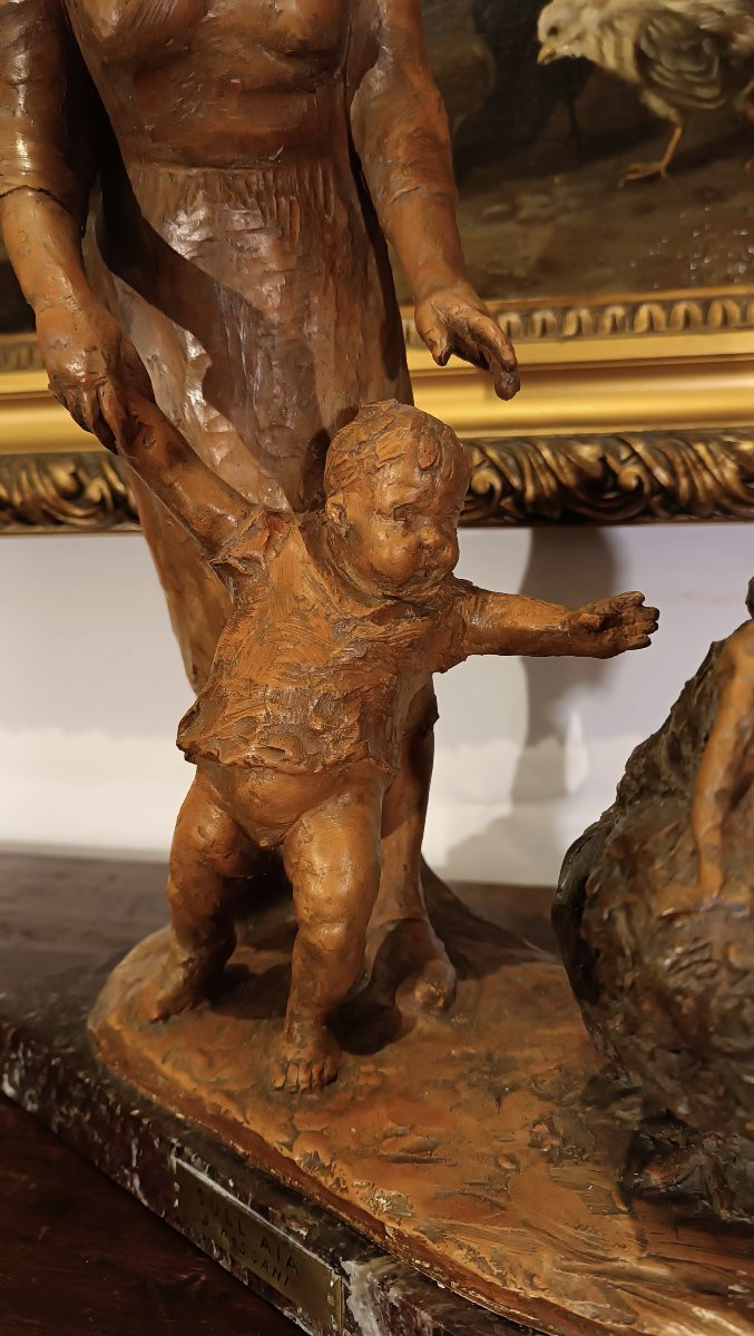 Terracotta Sculpture "on The Farming Hay" By Passani 1930s-photo-2