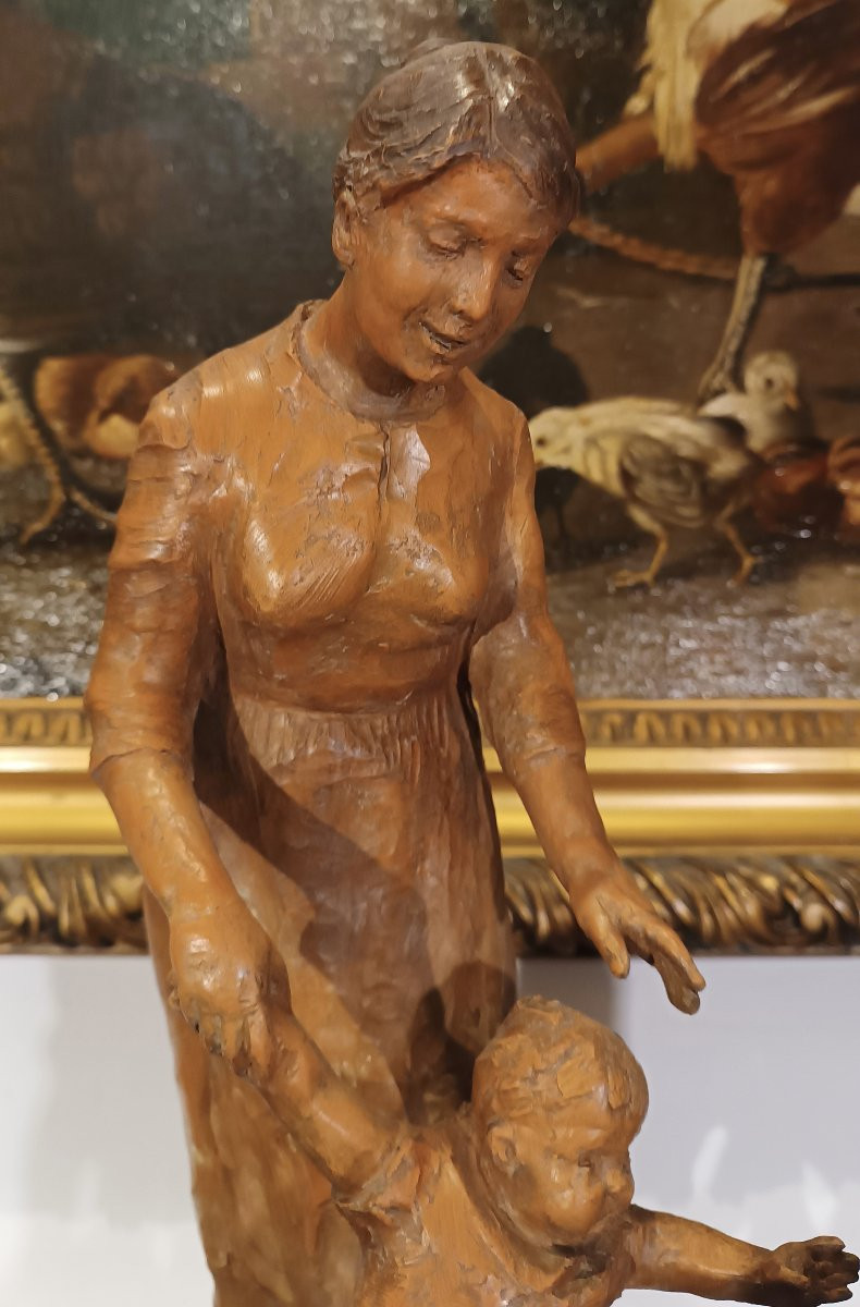 Terracotta Sculpture "on The Farming Hay" By Passani 1930s-photo-3