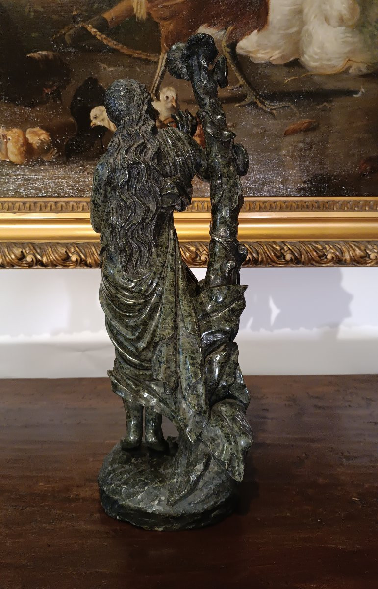 SCULPTURE EN MARBRE VERT “FLORA” MILIEU DU 19ème SIÈCLE-photo-4