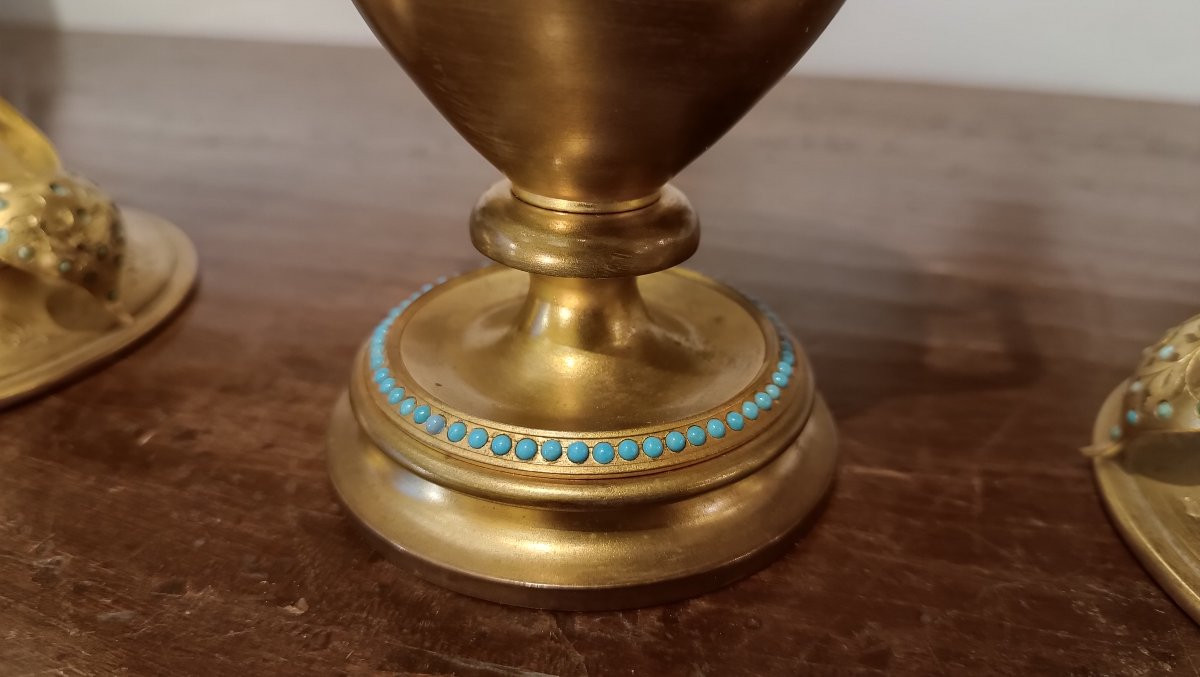 TRIPTYQUE AVEC HORLOGE ET CANDELABRES MILIEU DU 19ème SIÈCLE-photo-5