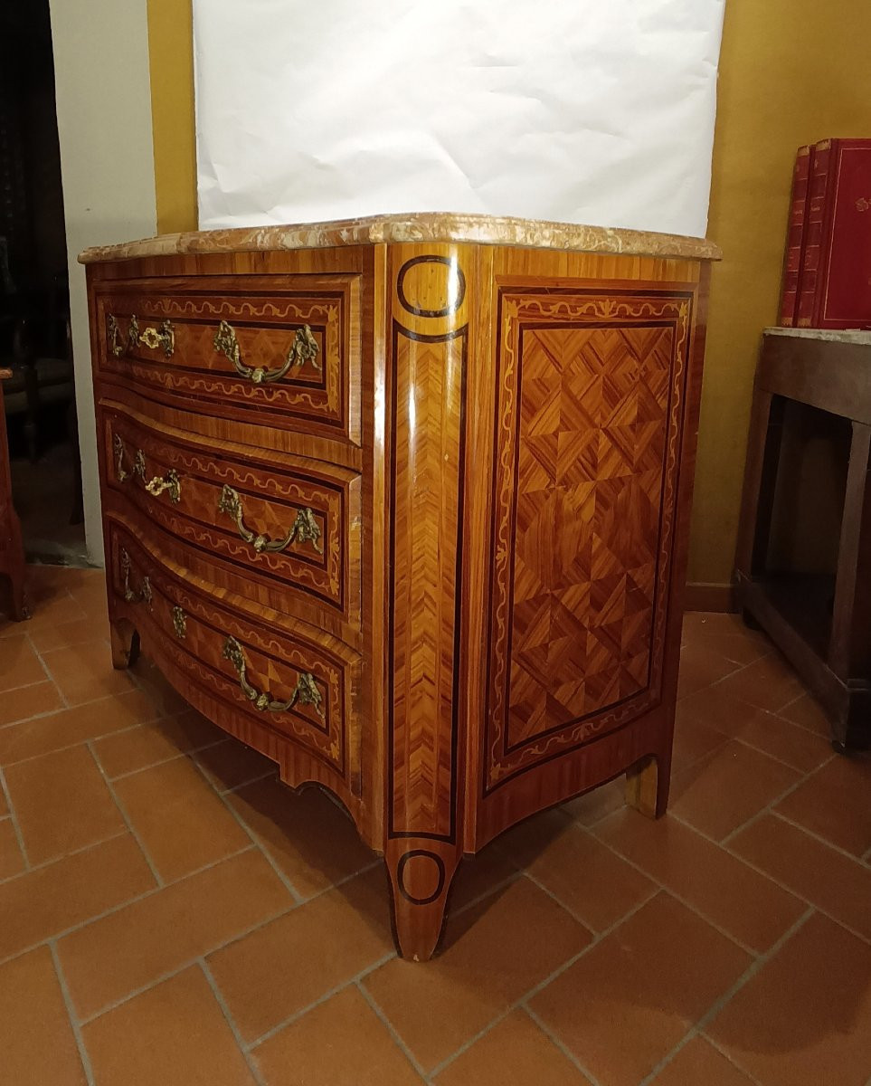 COMMODE À PLATEAU EN MARBRE ROSE DÉBUT DU 20ème SIÈCLE-photo-2