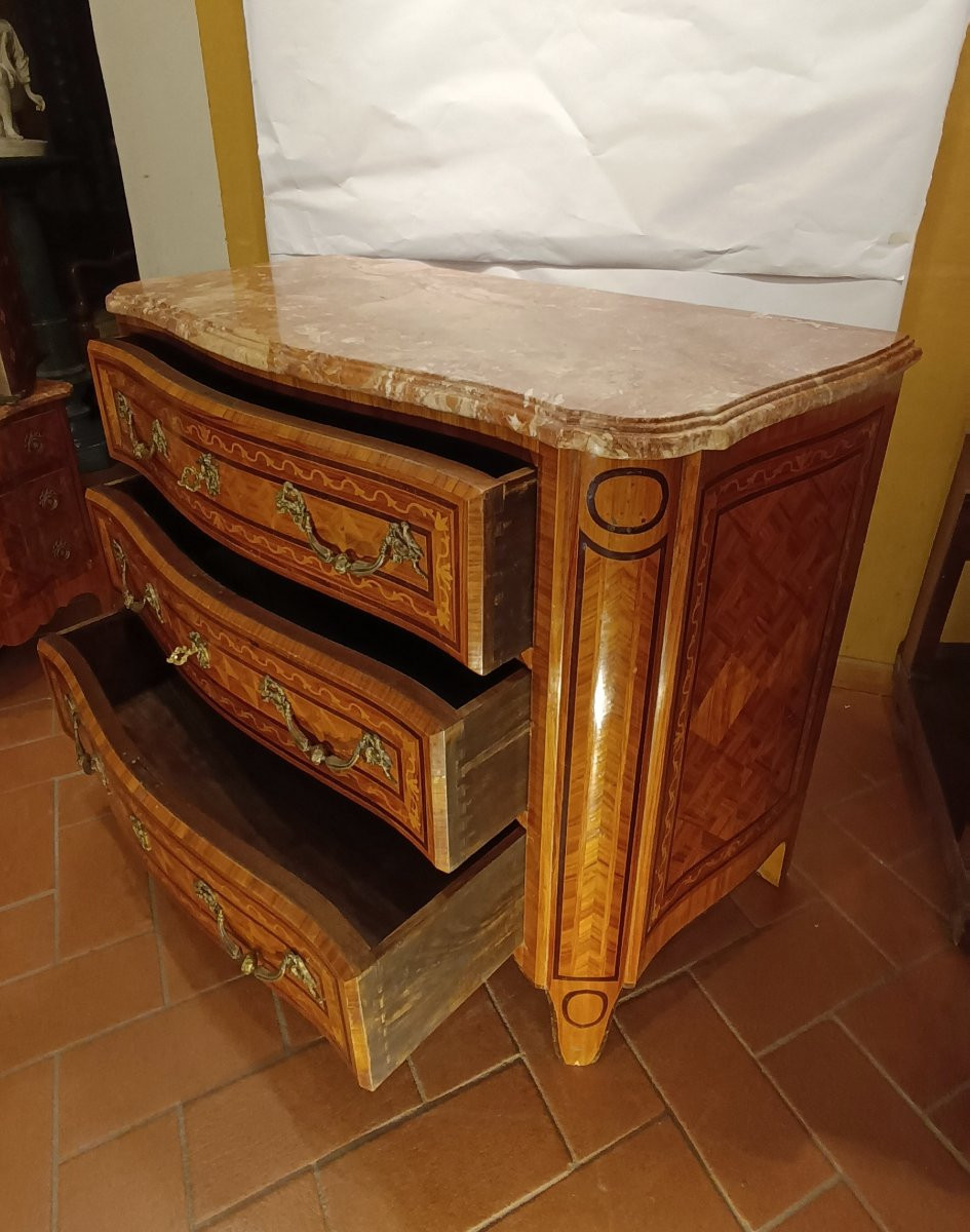 COMMODE À PLATEAU EN MARBRE ROSE DÉBUT DU 20ème SIÈCLE-photo-4