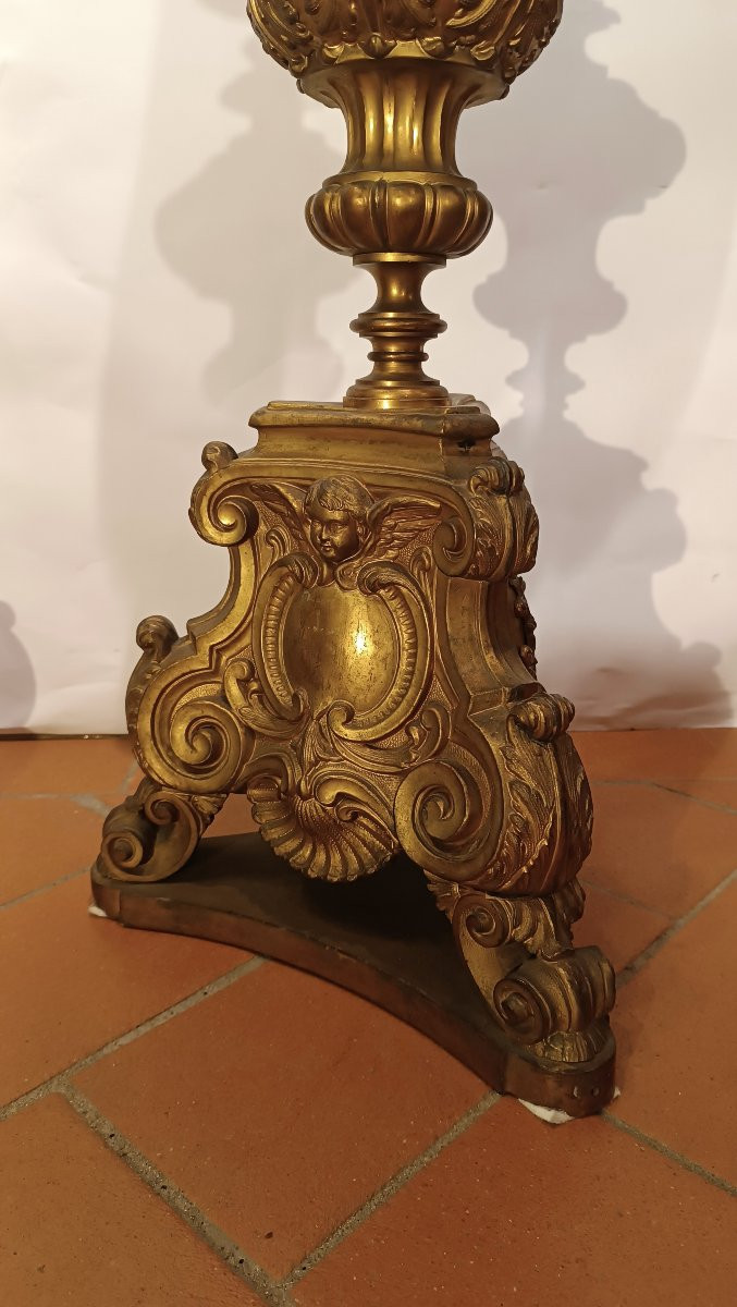 PAIRE DE CANDÉLABRES EN BRONZE DORÉ DÉBUT DU 19ème SIÈCLE-photo-3