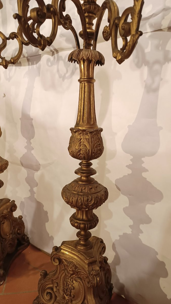PAIRE DE CANDÉLABRES EN BRONZE DORÉ DÉBUT DU 19ème SIÈCLE-photo-6