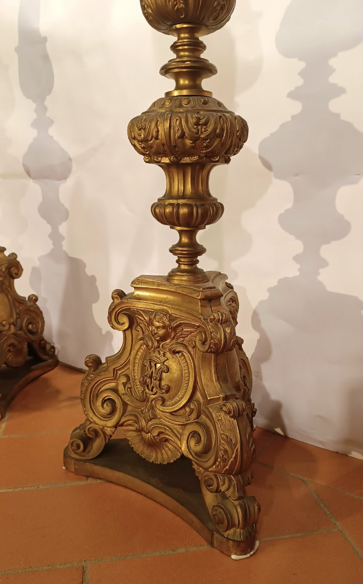 PAIRE DE CANDÉLABRES EN BRONZE DORÉ DÉBUT DU 19ème SIÈCLE-photo-7