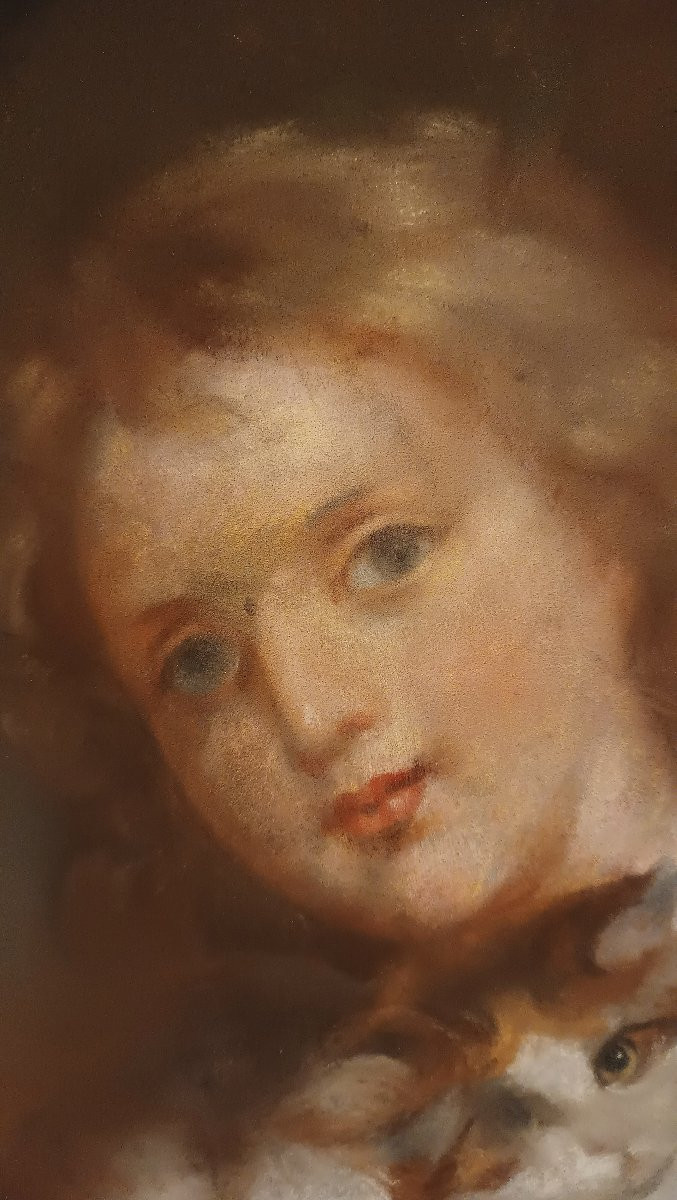 PORTRAIT D'UN GARÇON AVEC UN CHAT DÉBUT DU 20ème SIÈCLE-photo-1