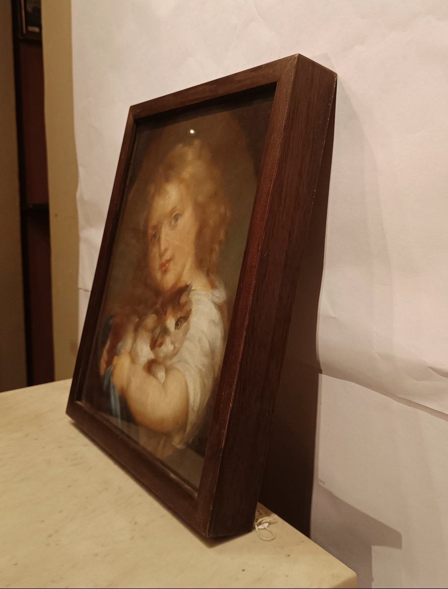 PORTRAIT D'UN GARÇON AVEC UN CHAT DÉBUT DU 20ème SIÈCLE-photo-3