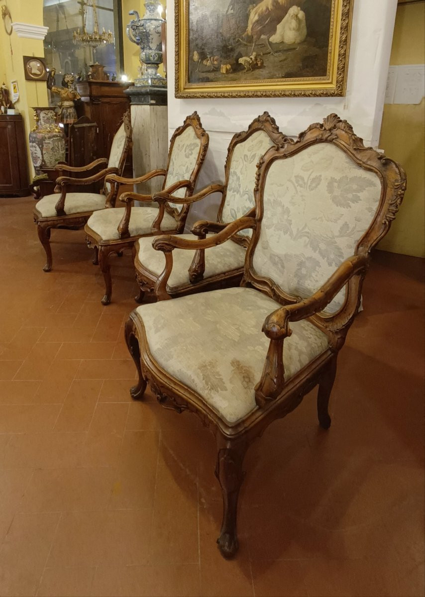 QUATRE FAUTEUILS "CA' REZZONICO" MILIEU DU 18ème SIÈCLE-photo-2
