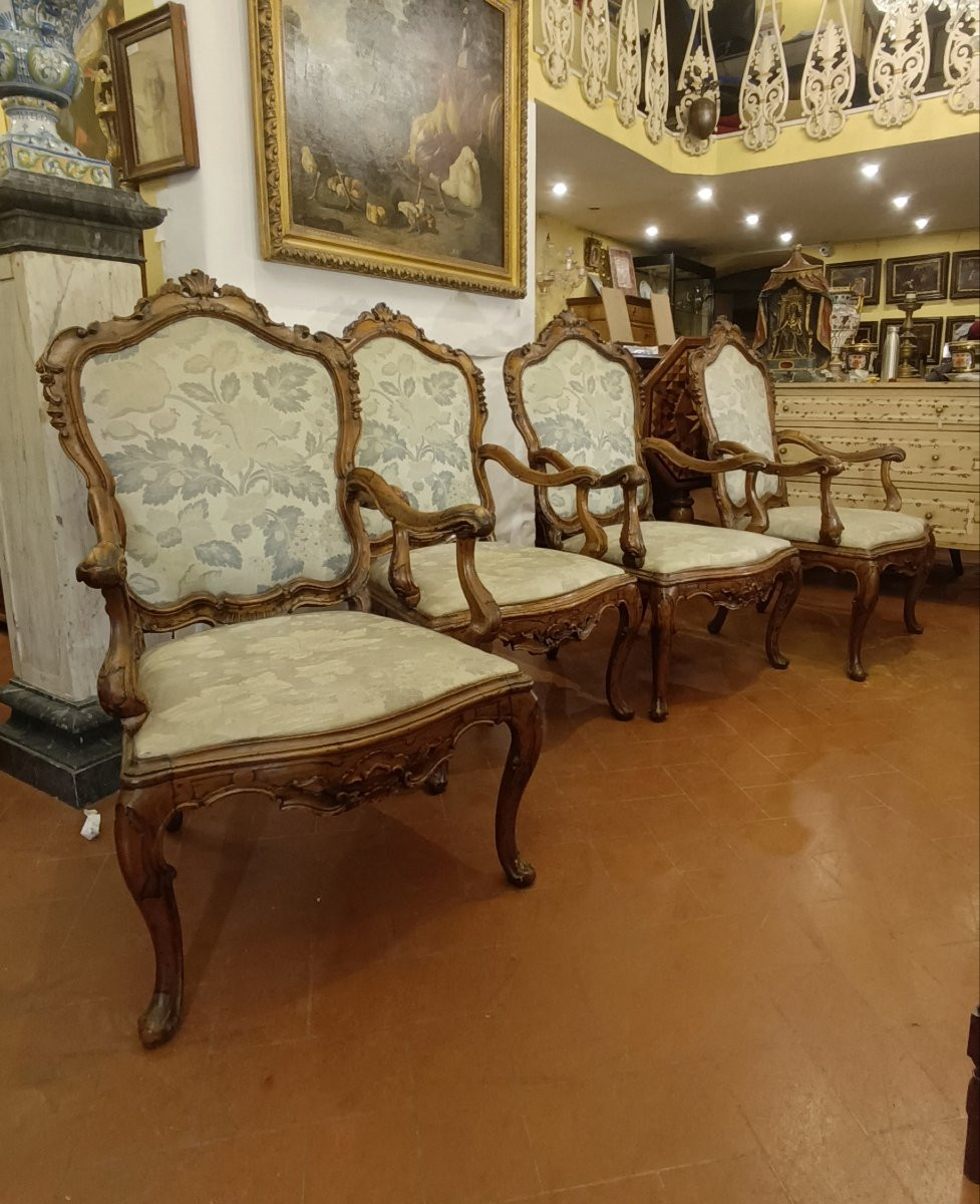 QUATRE FAUTEUILS "CA' REZZONICO" MILIEU DU 18ème SIÈCLE-photo-3