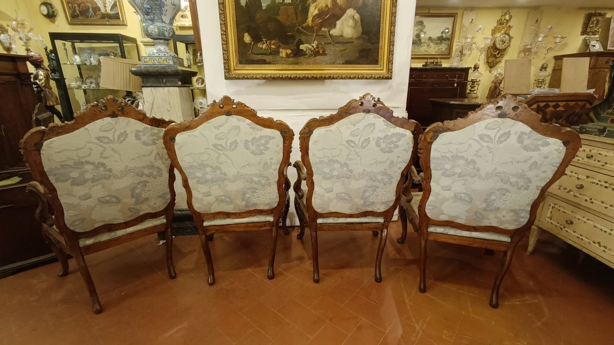 QUATRE FAUTEUILS "CA' REZZONICO" MILIEU DU 18ème SIÈCLE-photo-4