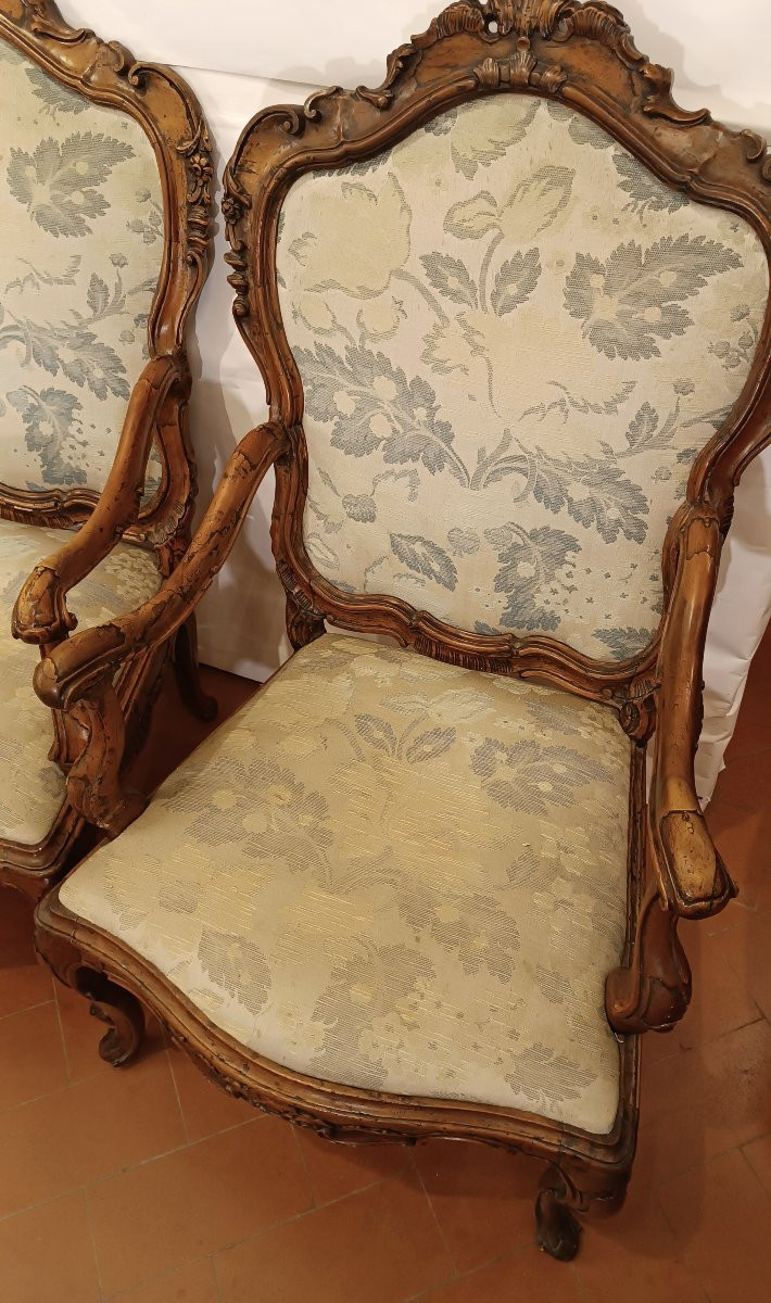 QUATRE FAUTEUILS "CA' REZZONICO" MILIEU DU 18ème SIÈCLE-photo-5
