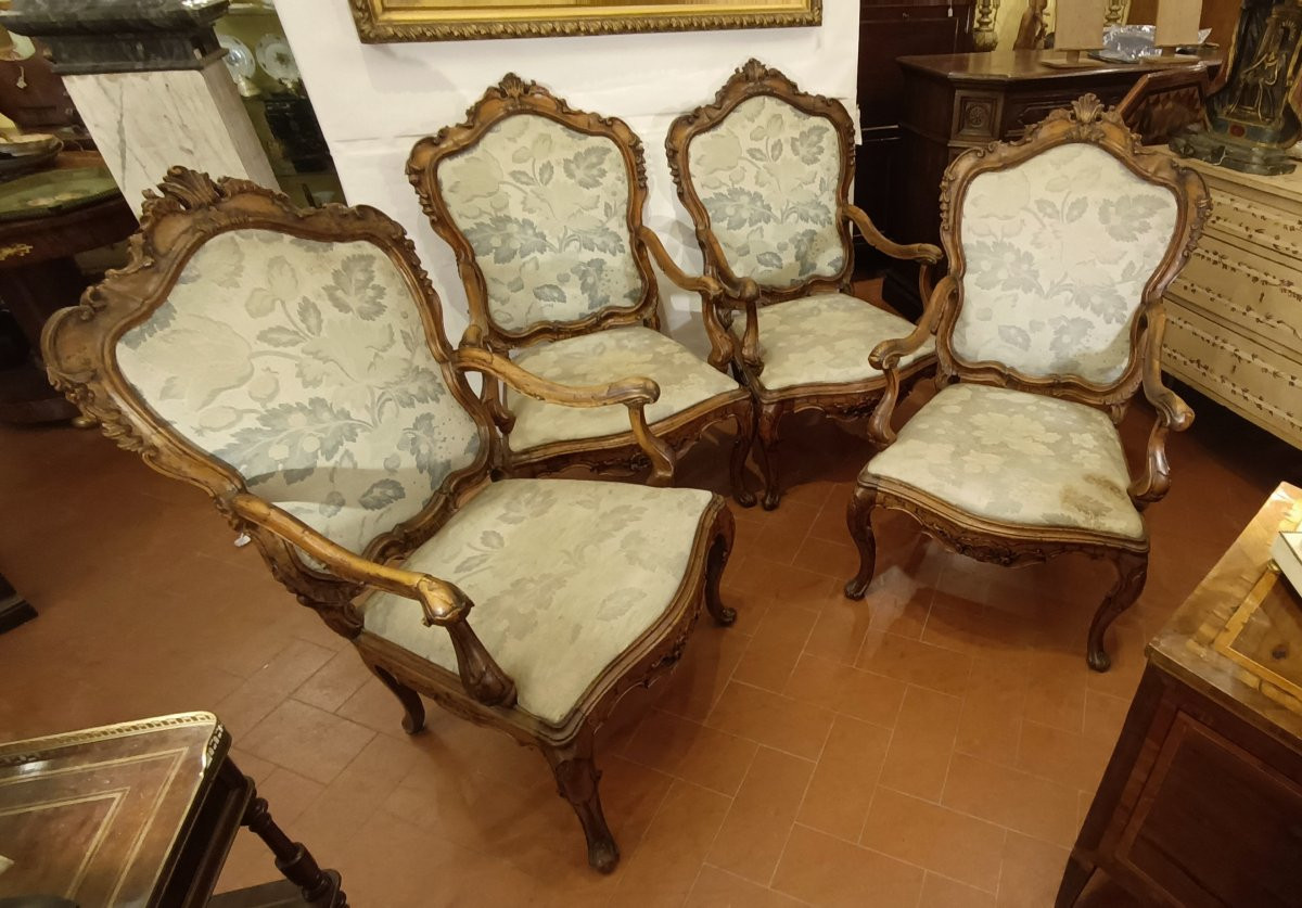 QUATRE FAUTEUILS "CA' REZZONICO" MILIEU DU 18ème SIÈCLE-photo-8