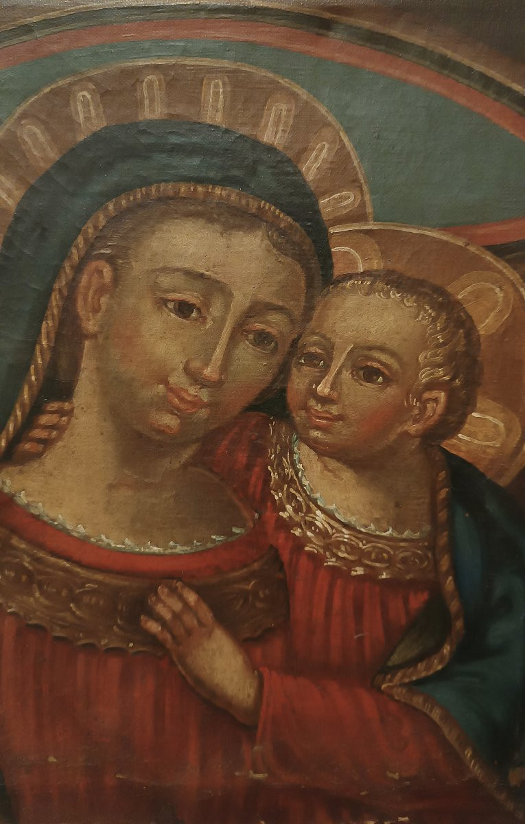 First Half Of The 18th Century Painting Of The Madonna And Child-photo-3