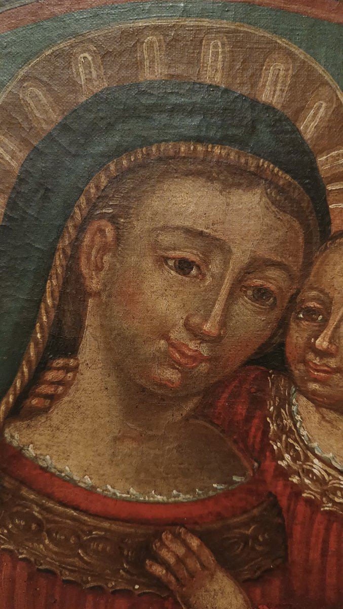 First Half Of The 18th Century Painting Of The Madonna And Child-photo-4